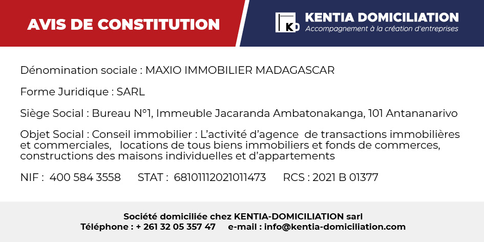 MAXIO IMMOBILIER MADAGASCAR SARL